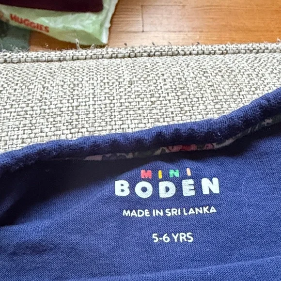 Mini Boden Navy Shirt with Striped Sleeves and Witch Design - Picture 2 of 4